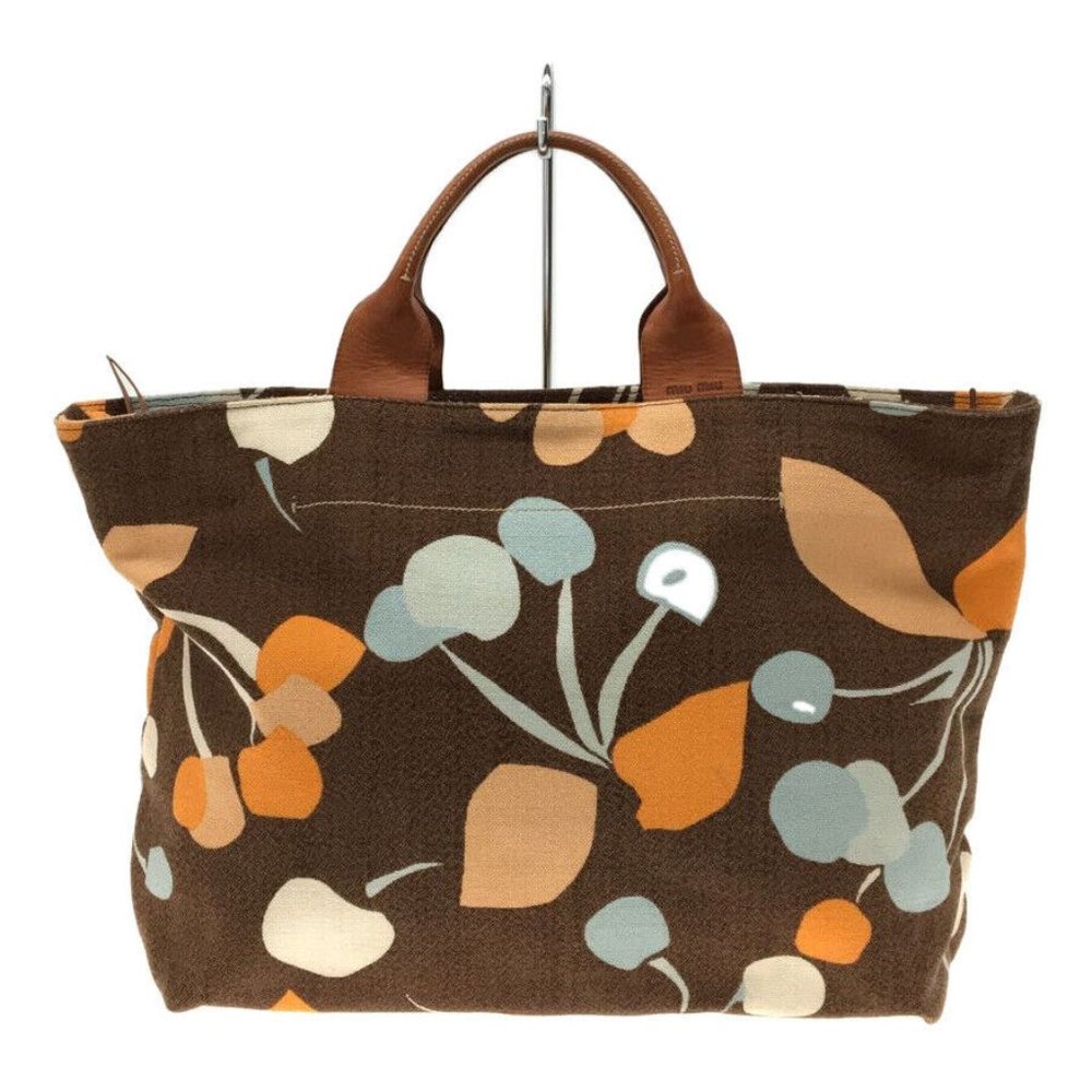 Miu Miu Tote Bag Canvas Brown Floral Total Pattern